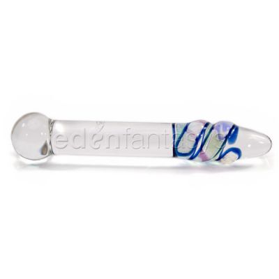 Bulbous head dichro wrap glass dildo wand