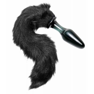 Midnight Fox Glass Anal Plug with Tail