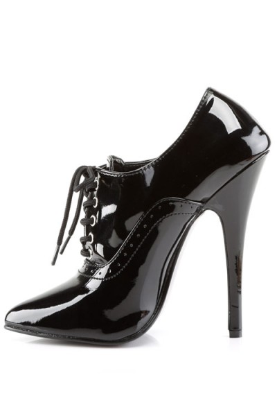 Devious Domina 6" Black Oxford Lace-Up Pump