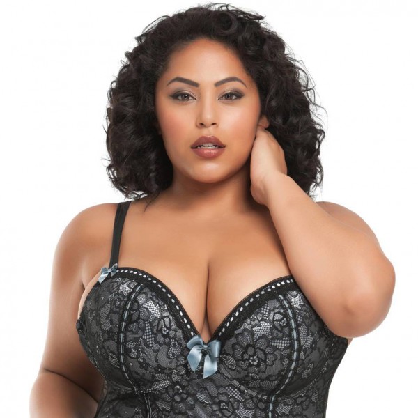 Lovehoney Plus Size Silver Push-Up Basque Set