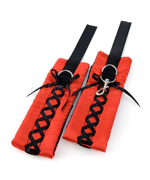 Tantric satin ties ankle cuffs