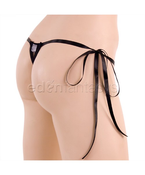 Black beaded mesh g-string