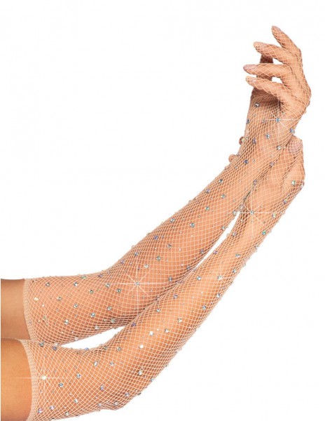 Leg Avenue Rhinestone Fishnet Opera Length Gloves