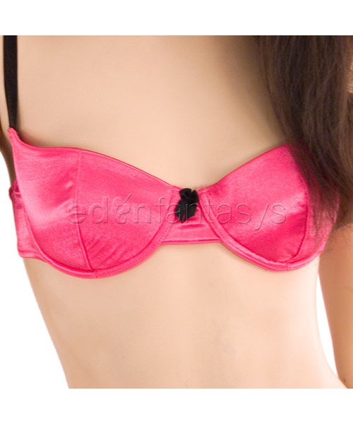 Satin bra, skirt and thong set