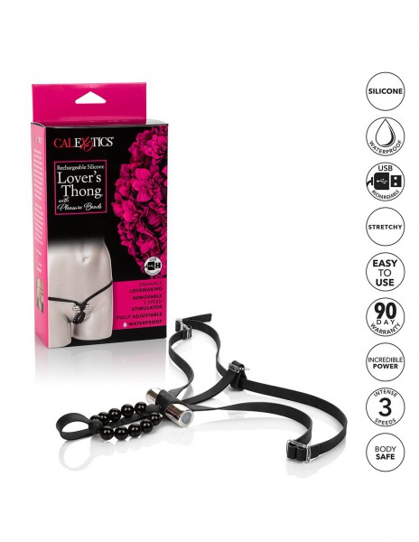 Cal Exotics Rechargeable Silicone Lovers Thong with Pleasure Beads