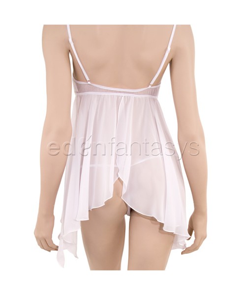 Embroidered elegance babydoll with thong