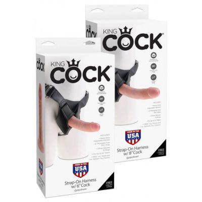 King Cock Strap On Harness with Dildo Flesh