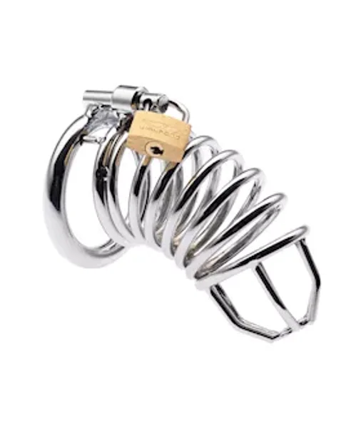 Kink Range Spiraled Chastity Cage - 40mm - Silver -  40mm — image 3 of 4