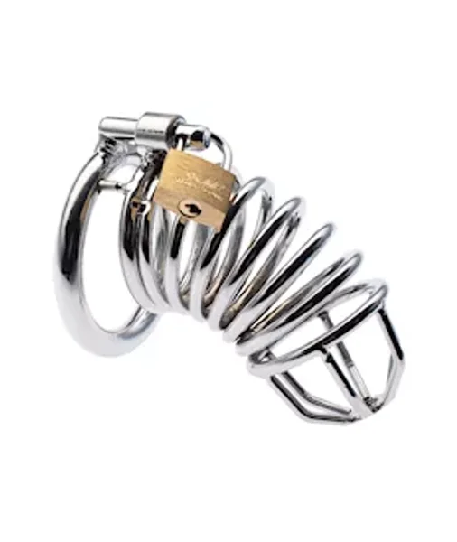 Kink Range Spiraled Chastity Cage - 45mm - Silver -  45mm — image 4 of 8