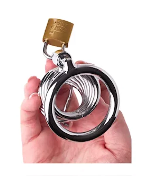 Kink Range Spiraled Chastity Cage - 45mm - Silver -  45mm — image 7 of 8