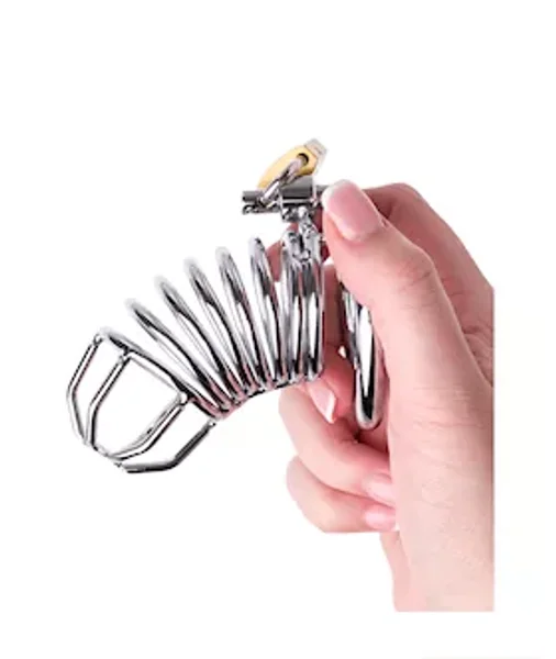 Kink Range Spiraled Chastity Cage - 45mm - Silver -  45mm — image 3 of 8