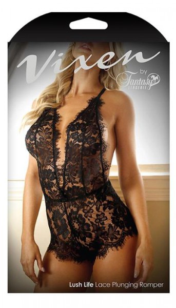 Lush Life Black Lace Plunging Romper — image 5 of 6