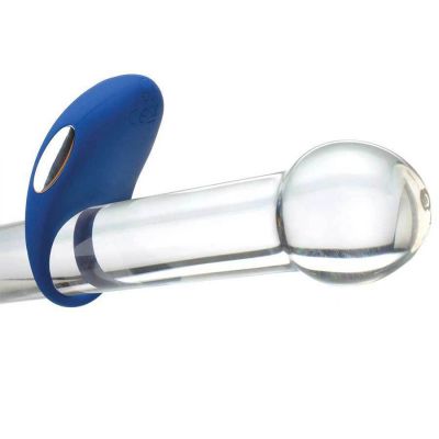 Adam and Eve Vibrating Cock Ring Blue Silicone Couples Rechargeable Sex Toy