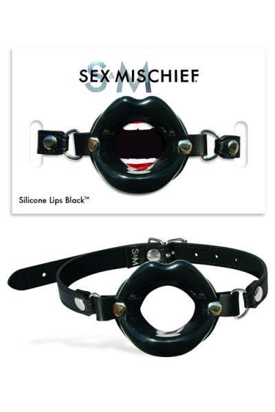 Sex & Mischief Vegan Leather & Silicone Lips Open-Mouth Gag
