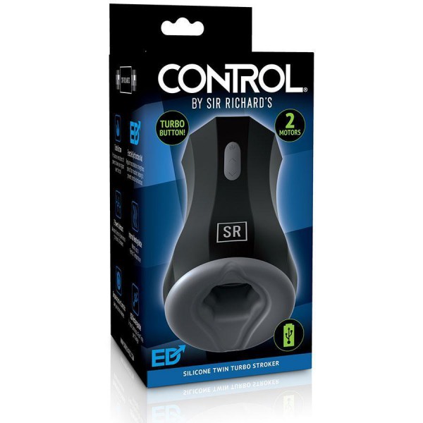 Handheld Silicone Twin Turbo Vibrating and Heating Male Masturbator by Sir Richard's