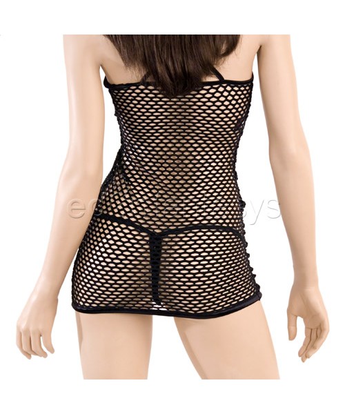 Halter fishnet dress with g-string