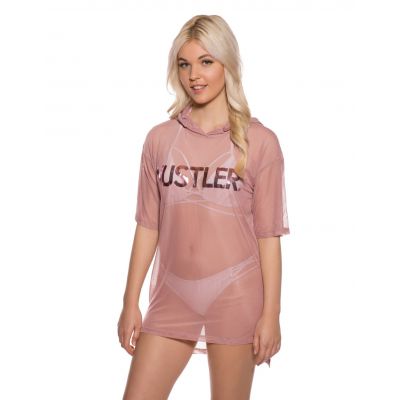 Hustler Logo Women s Short Sleeve Mesh Swimsuit Cover up
