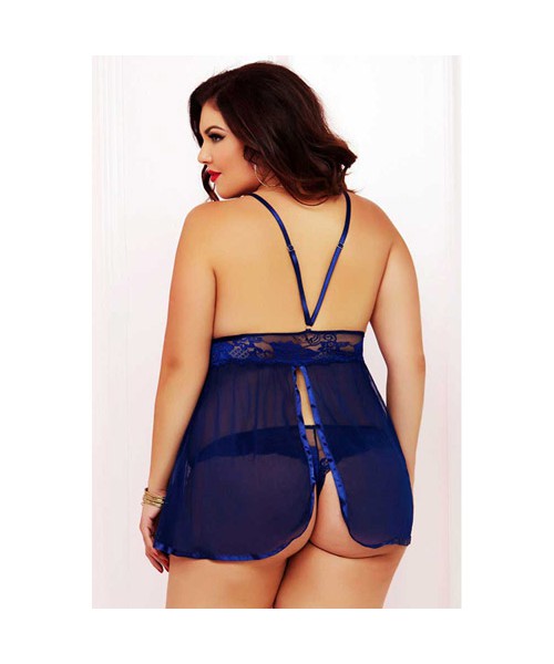 Lace and mesh babydoll set — image 4 of 25