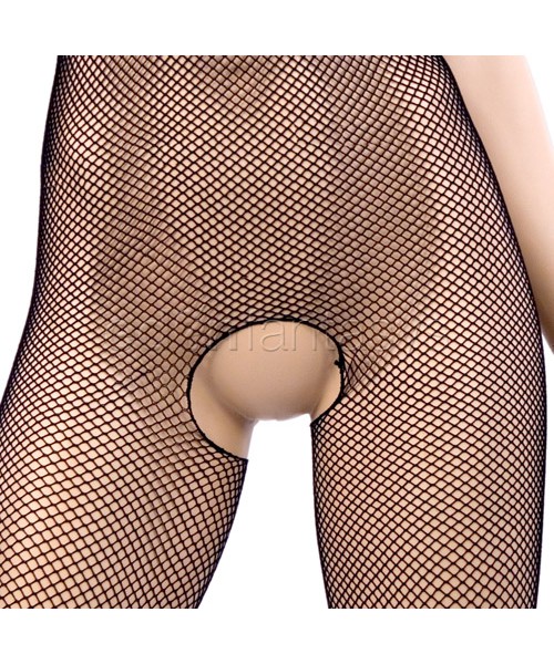 Lace-up fishnet bodystocking