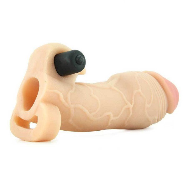 Vibrating 2 Inch Tan Penis Extension Sleeve Real Feel  X-Tensions