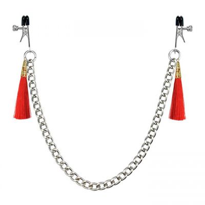 Tassel Nipple Clamps with Chain Red