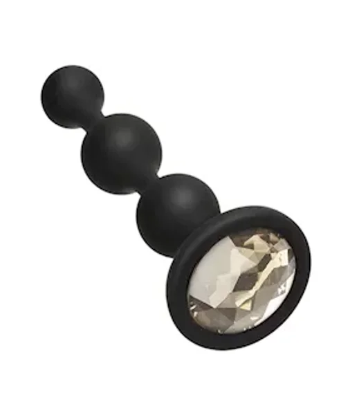 Booty Bling Jewelled Wearable Silicone Anal Beads Plug - Silver - 4 Inch — image 5 of 6