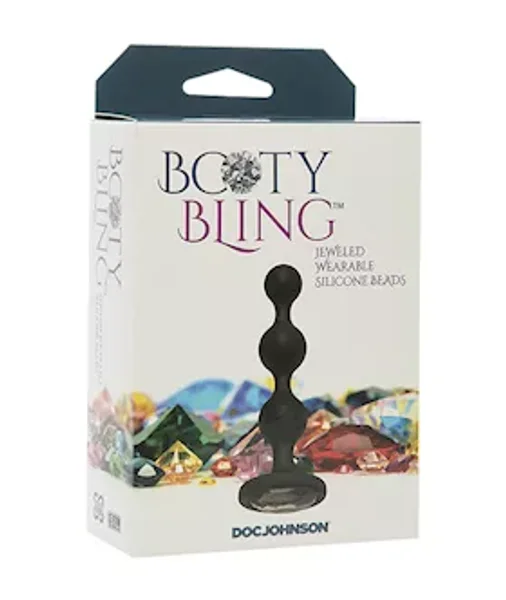 Booty Bling Jewelled Wearable Silicone Anal Beads Plug - Silver - 4 Inch — image 6 of 6