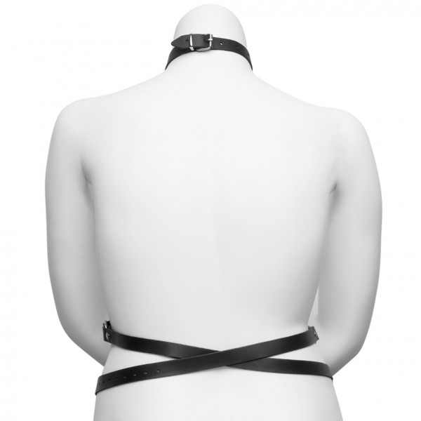 DOMINIX Deluxe Leather Plus Size Harness with Collar — image 3 of 6
