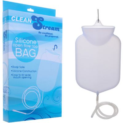 Silicone Open Flow Top Douche And Enema Bag White