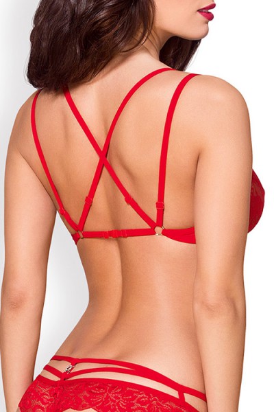 Obsessive Rosabelle Red Scalloped Lace Bra with Thong