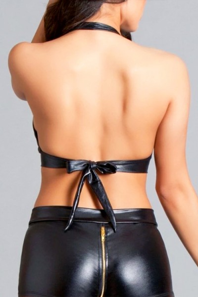 Be Wicked Nicole Wet-Look Halter Top with Booty Shorts