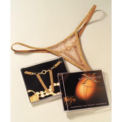 Fishnet Gold Rhinestone G String