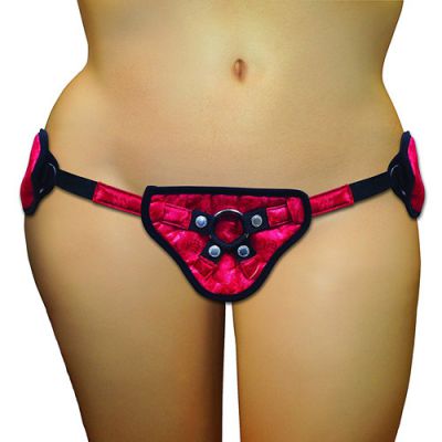 Curvy size red lace strap on