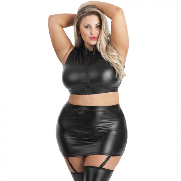 Lovehoney Plus Size Fierce Wet Look Suspender Skirt