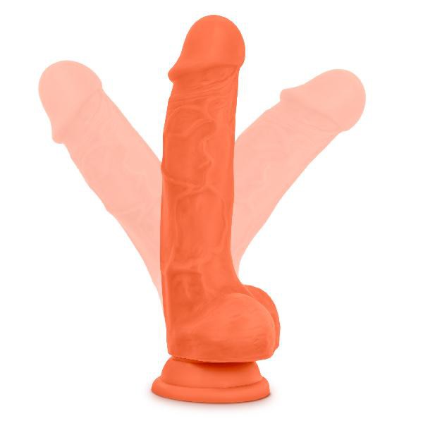 Neo Elite 7.5in Silicone Dual Density Cock with Balls Neon Orange — image 6 of 6