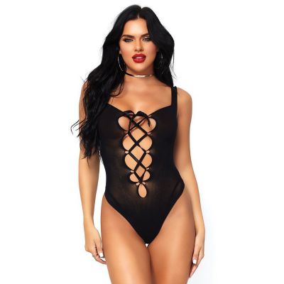 Leg Avenue Opaque Lace Up Thong Teddy