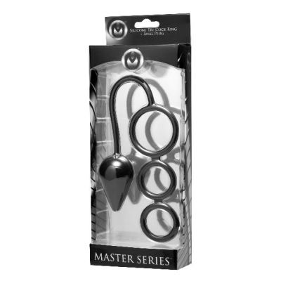 Triple Threat Silicone Tri Cock Ring and Anal Plug Small