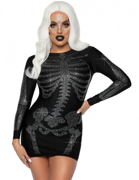 Leg Avenue Spandex Rhinestone Skeleton Dress
