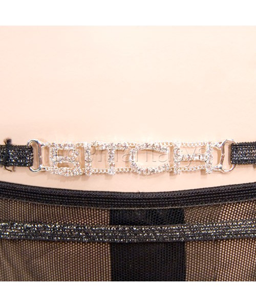 Rhinestone bitch garter set