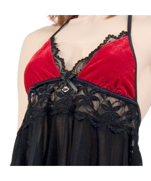 Mesh velvet babydoll
