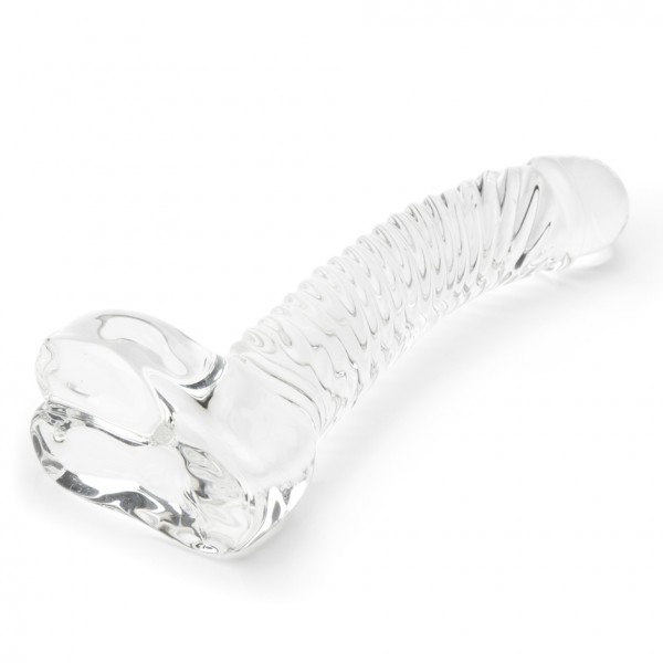 Lovehoney Realistic Textured Sensual Glass Dildo with Balls