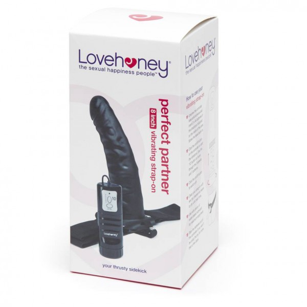 Lovehoney Perfect Partner Unisex Hollow Vibrating Strap-On 8 Inch