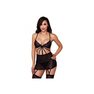 Baci 3151 Criss Cross Lace Mini Skirt Set