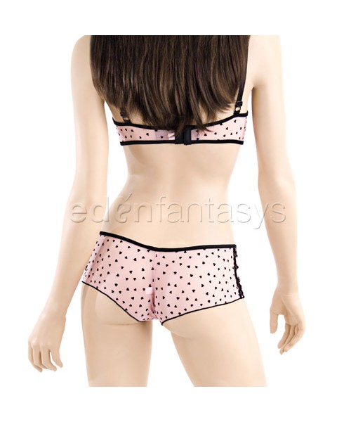 Heart mesh bra with tanga shorts