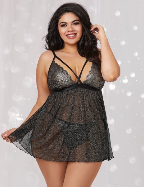 Dreamgirl Silver Lurex Babydoll