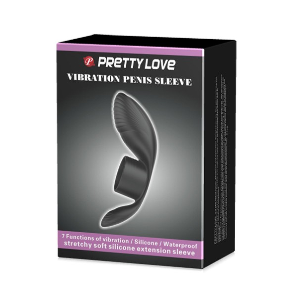 Rechargeable Vibrating Penis Sleeve (Black)