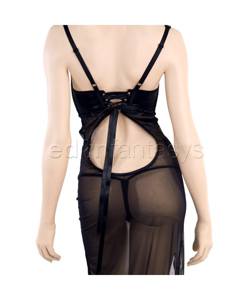 Satin and mesh empire gown set