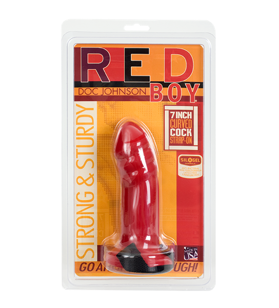 Red boy curved strap-on