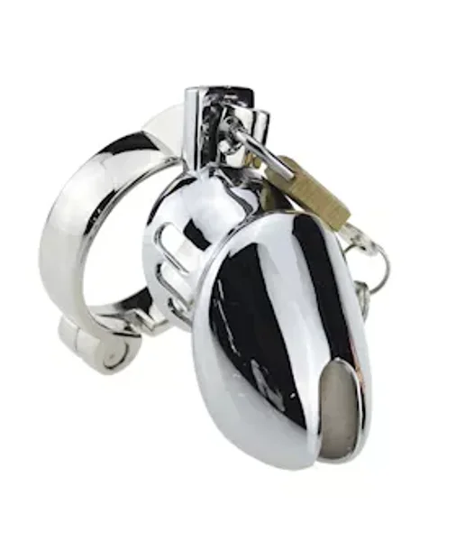 Kink Range Shield Chastity Cage - 50mm - Silver -  50mm — image 5 of 7