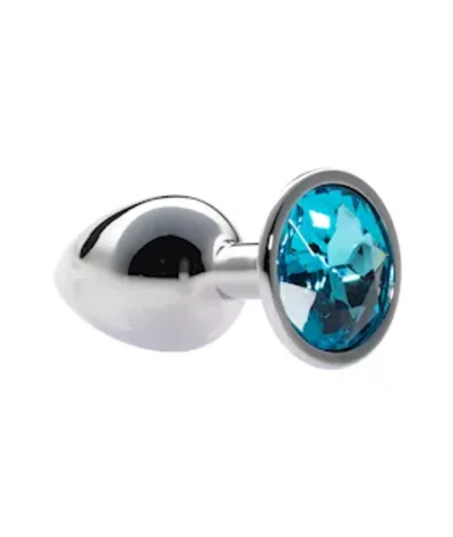 Kink Range Alloy Gem Butt Plug - 2.8 Inch - Light Blue - Small — image 4 of 5